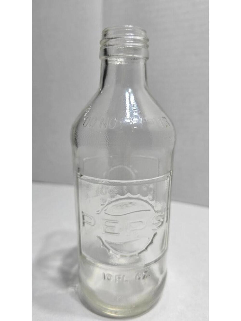 Vintage 1970s: Pepsi Cola: 10oz Clear Glass Bottle: Embossed